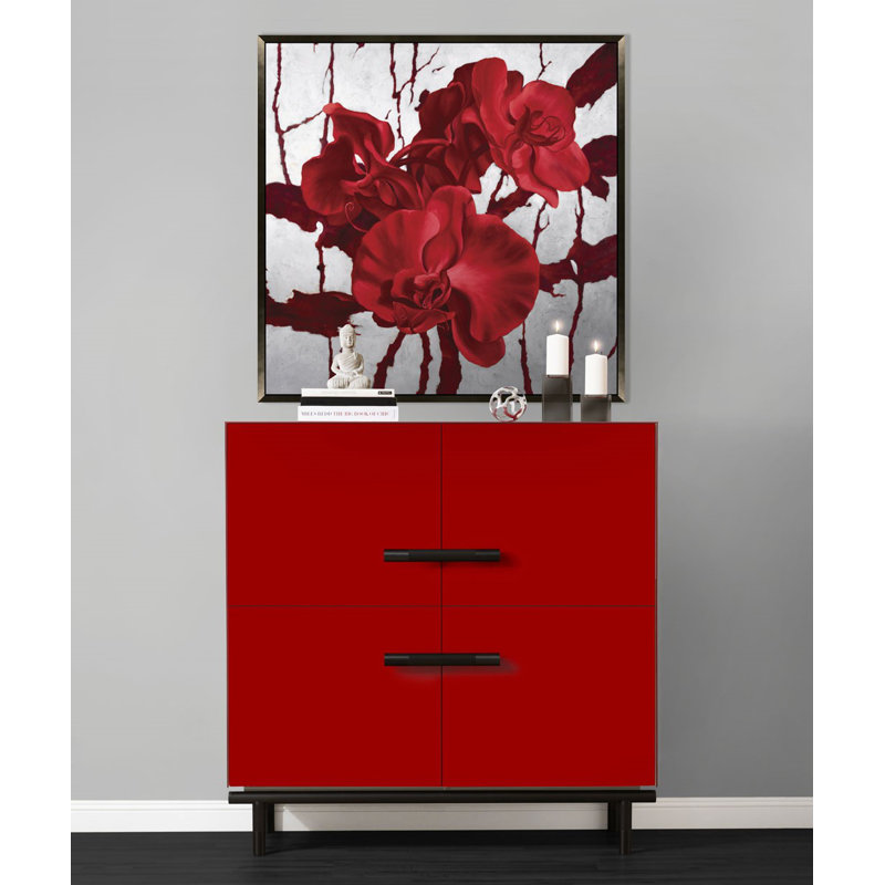 Saffron Red and Black Stainless Steel Accent Cabinet