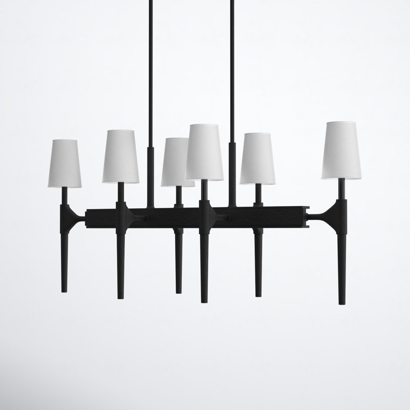 Beaumont Rustic Black 6-Light Candle Chandelier with Tapered Shades
