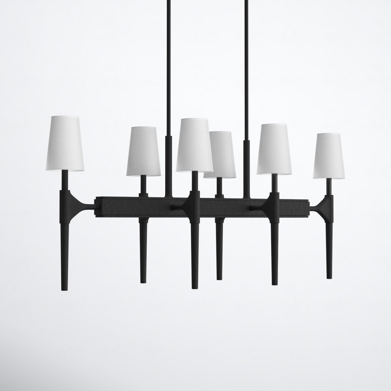 Beaumont Rustic Black 6-Light Candle Chandelier with Tapered Shades