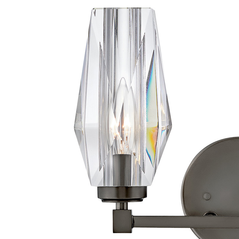 Ana 2-Light Black Oxide Vanity with Faceted Crystal Shades