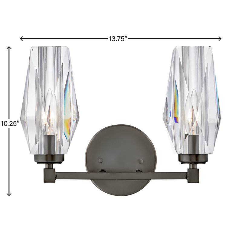 Ana 2-Light Black Oxide Vanity with Faceted Crystal Shades