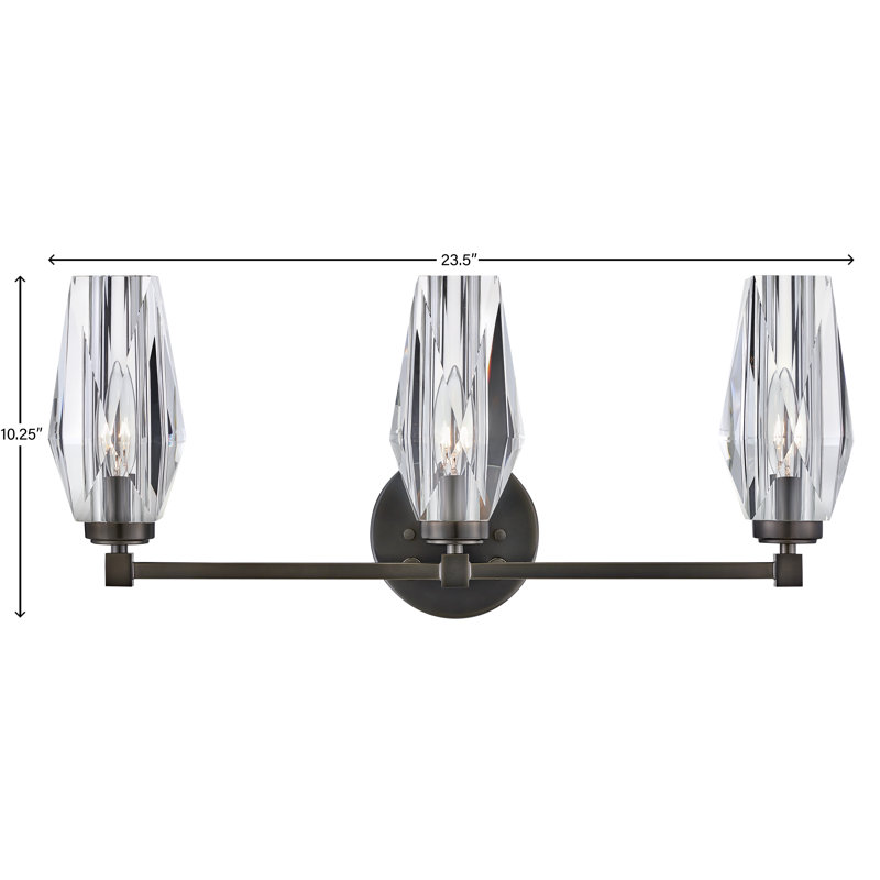 Ana Black Oxide 3-Light Vanity with Faceted Crystal Shades