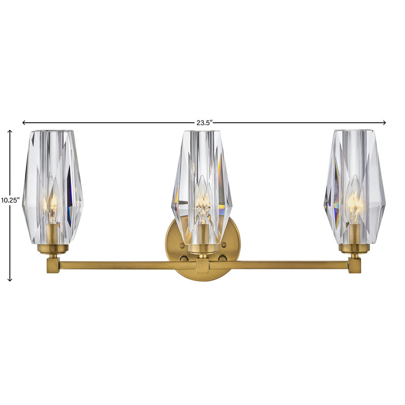 Heritage Brass 3-Light Dimmable Vanity with Faceted Crystal Shades