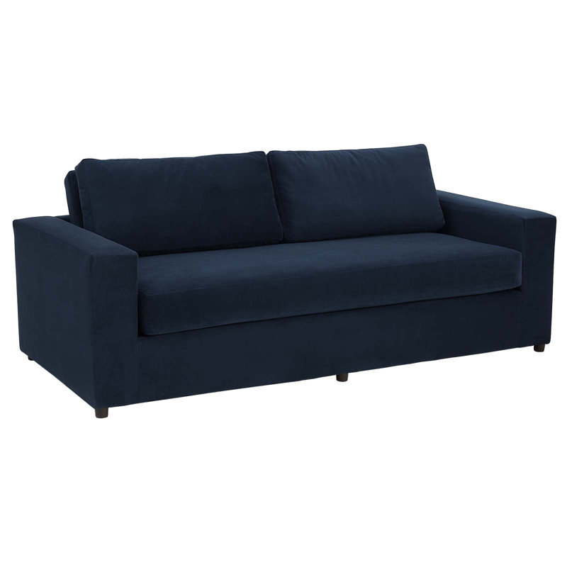 Avendale Luxe Deep Navy Velvet Track Arm Sofa with Bench Cushion