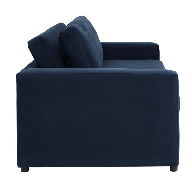 Avendale Luxe Deep Navy Velvet Track Arm Sofa with Bench Cushion