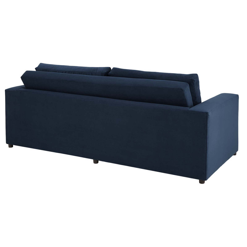 Avendale Luxe Deep Navy Velvet Track Arm Sofa with Bench Cushion