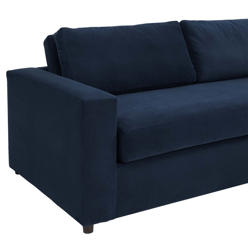 Avendale Luxe Deep Navy Velvet Track Arm Sofa with Bench Cushion
