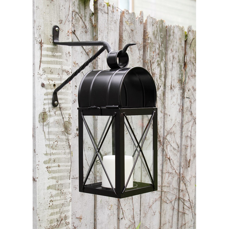 Black Wrought Iron Weather Resistant Lantern Wall Bracket
