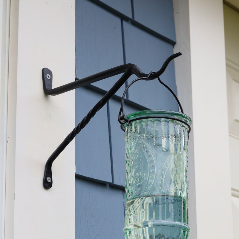 Black Wrought Iron Weather Resistant Lantern Wall Bracket
