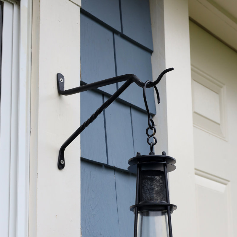 Black Wrought Iron Weather Resistant Lantern Wall Bracket