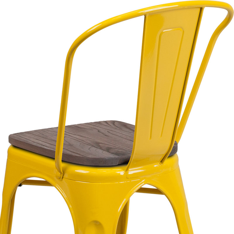 Bright Yellow Galvanized Steel Slat Side Chair for Versatile Spaces