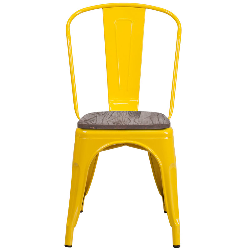 Bright Yellow Galvanized Steel Slat Side Chair for Versatile Spaces