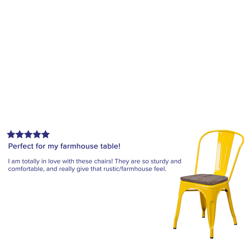 Bright Yellow Galvanized Steel Slat Side Chair for Versatile Spaces
