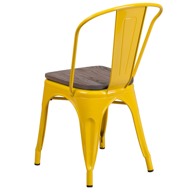 Bright Yellow Galvanized Steel Slat Side Chair for Versatile Spaces