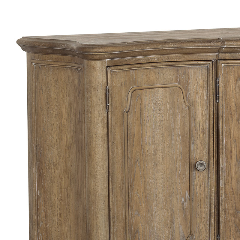 Natural Rustic Brown 4-Door Buffet with Walnut Inlay