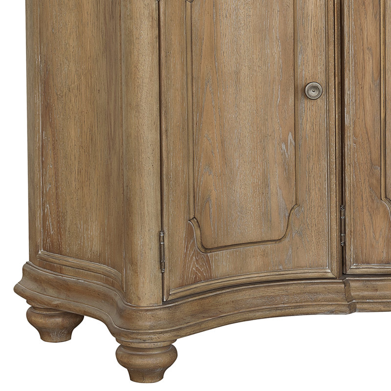 Natural Rustic Brown 4-Door Buffet with Walnut Inlay