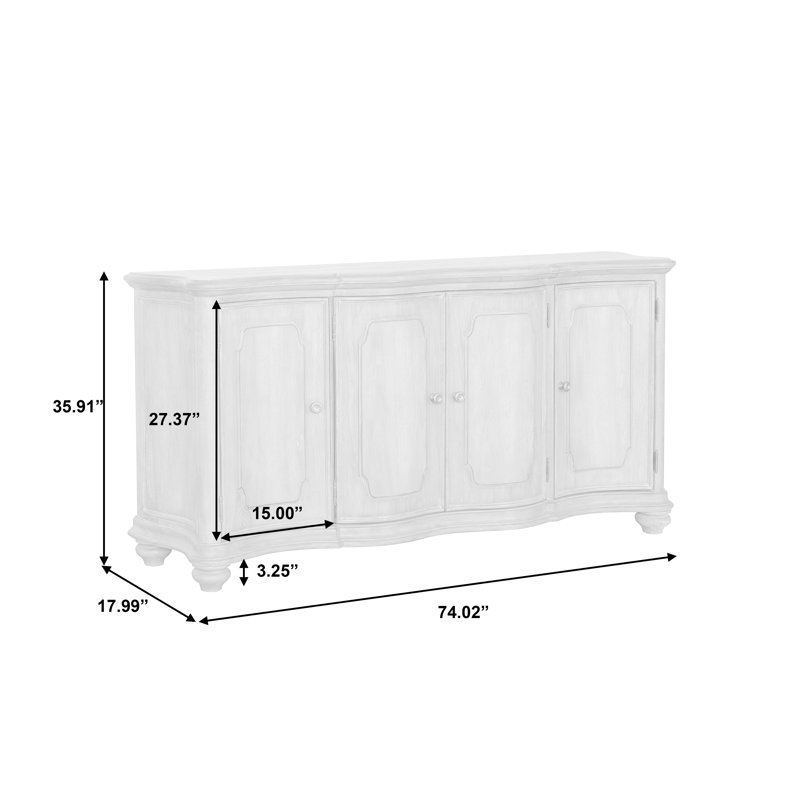 Natural Rustic Brown 4-Door Buffet with Walnut Inlay