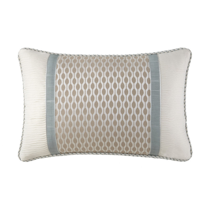 Aqua and Beige Embroidered Decorative Pillow Set