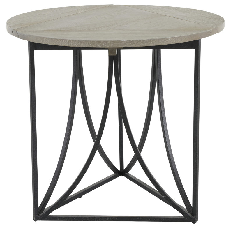 Odessa 30'' Gray Industrial Round Wood & Metal Side Table