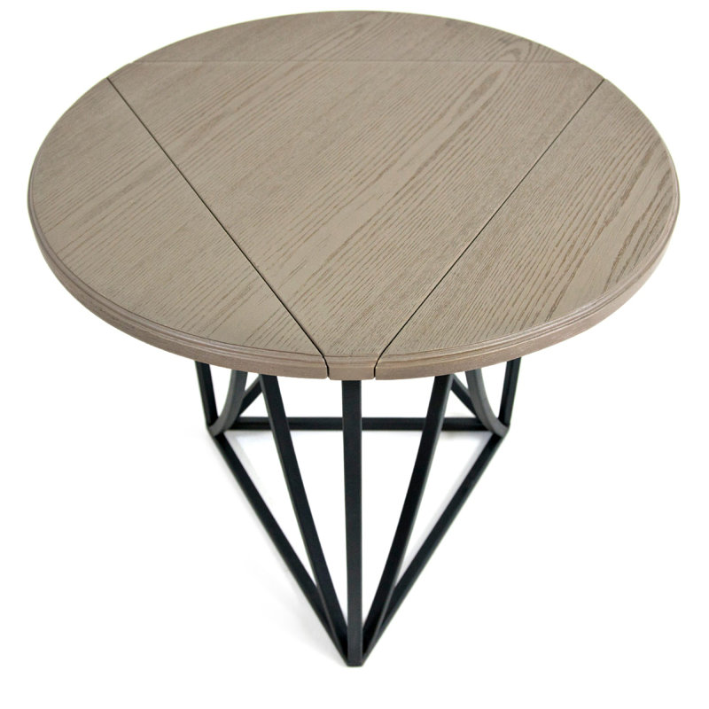 Odessa 30'' Gray Industrial Round Wood & Metal Side Table