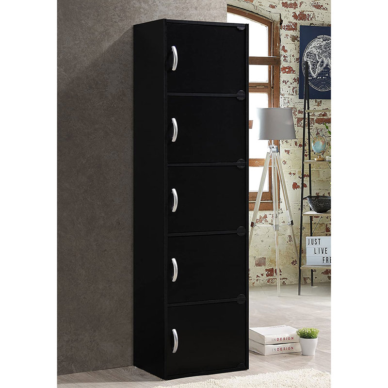 SEJCMYX Modern Black 5-Shelf Multipurpose Storage Cabinet