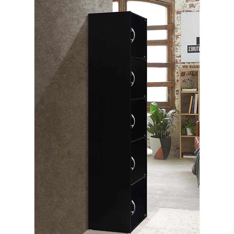 SEJCMYX Modern Black 5-Shelf Multipurpose Storage Cabinet