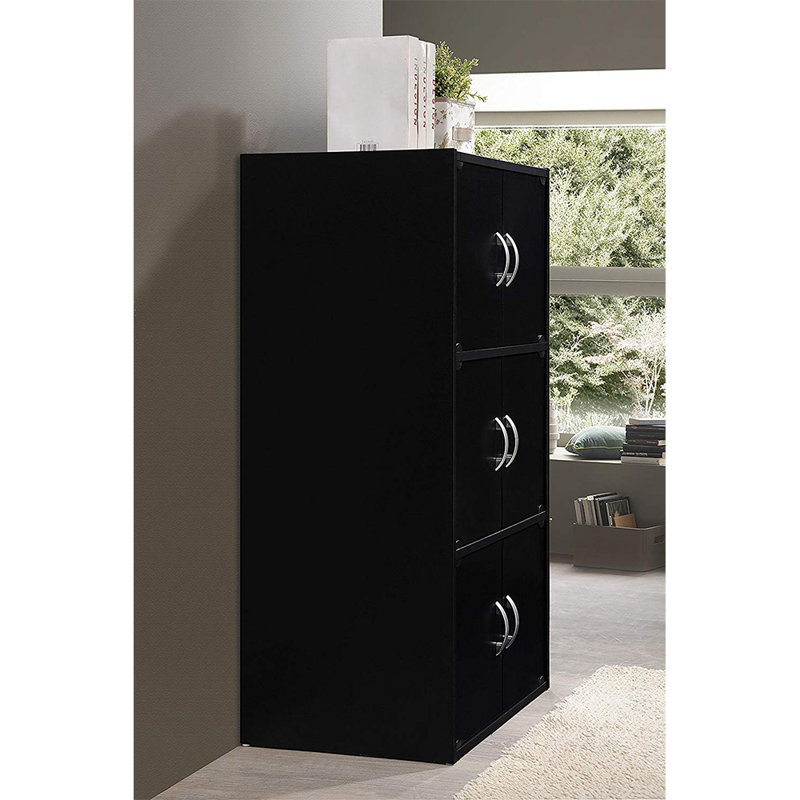 Kids' Playtime Black Wood 6-Door Storage Cabinet with Cubes
