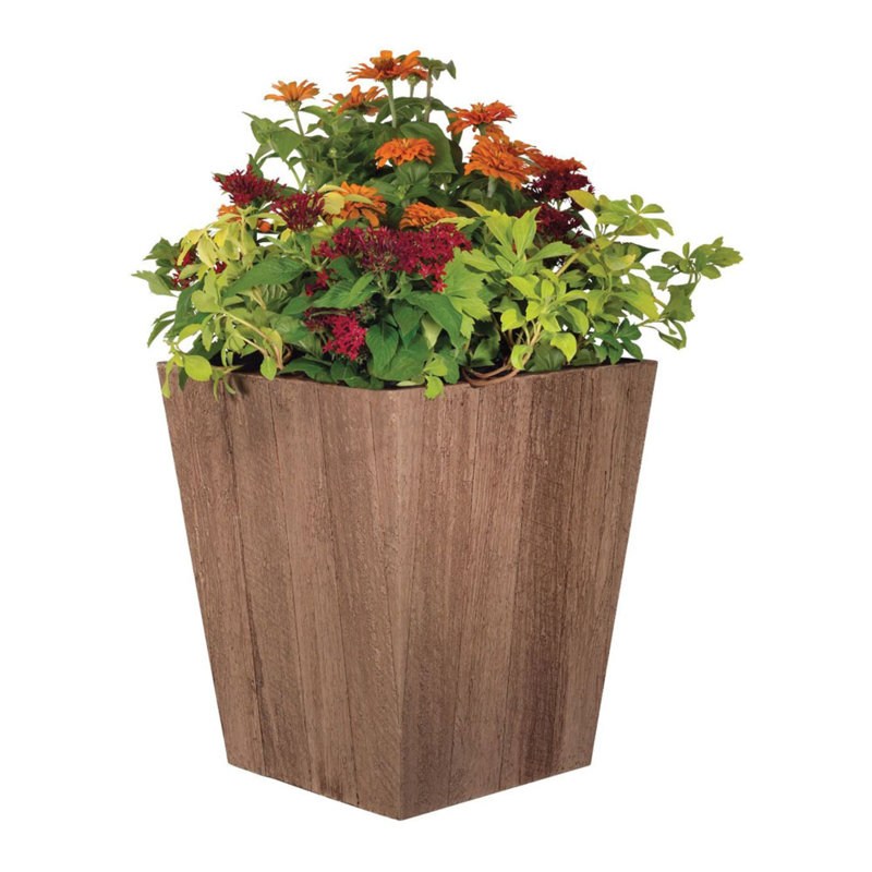 Farmington Rustic Brown Resin 16" Square Outdoor & Indoor Planter