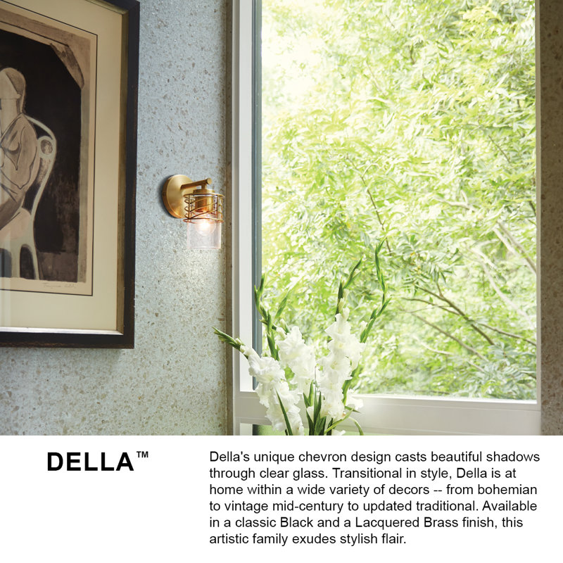 Della Chevron Shadow 2-Light Black Vanity with Clear Glass