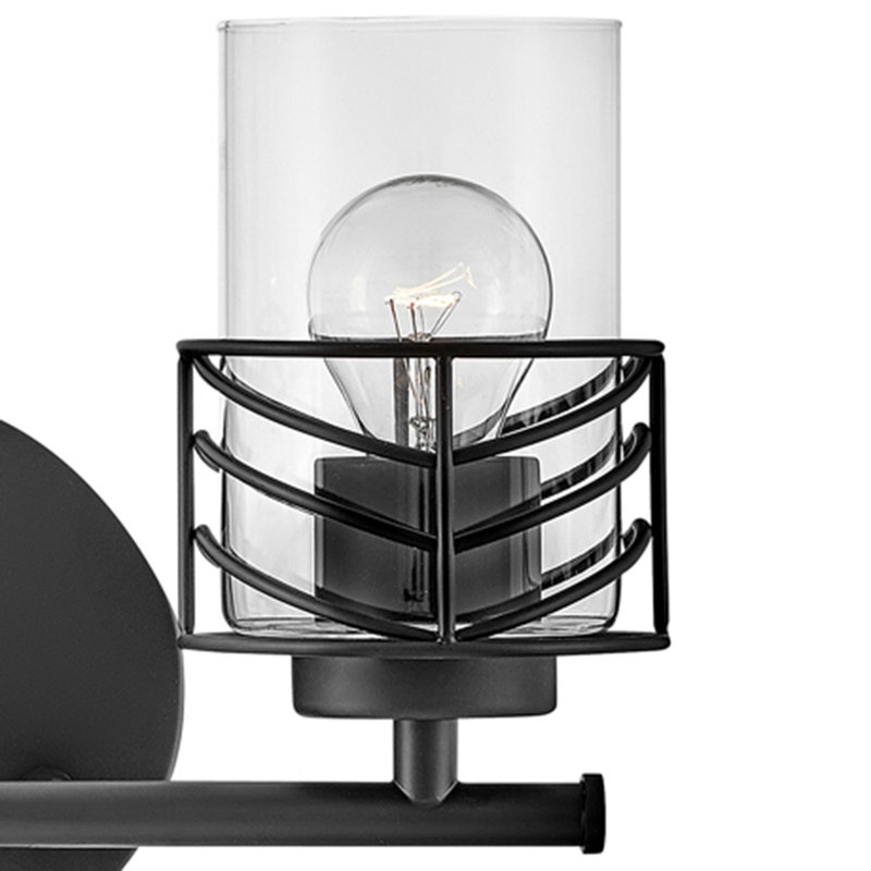 Della Chevron Shadow 2-Light Black Vanity with Clear Glass