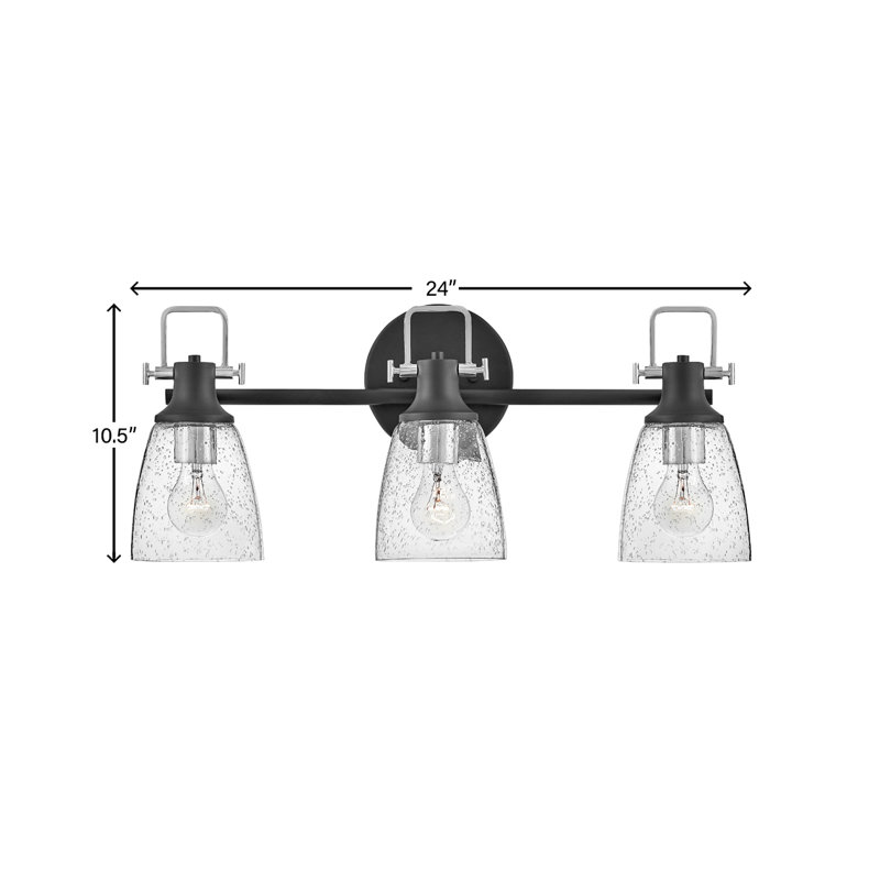Easton Black and Chrome 3-Light Dimmable Vanity Light