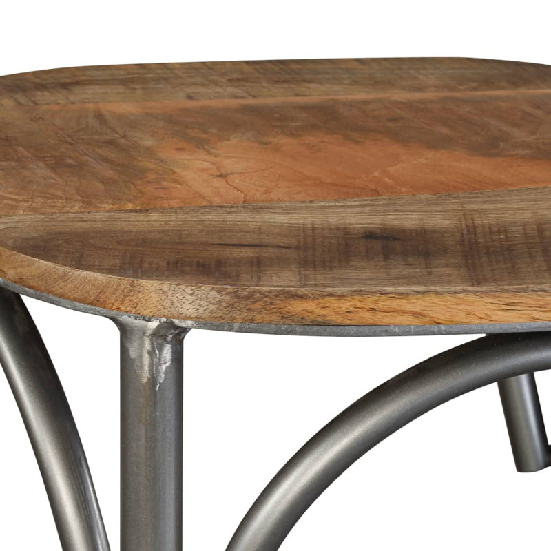 Rustic Industrial Mango Wood and Steel Bar Stool with Cross Back