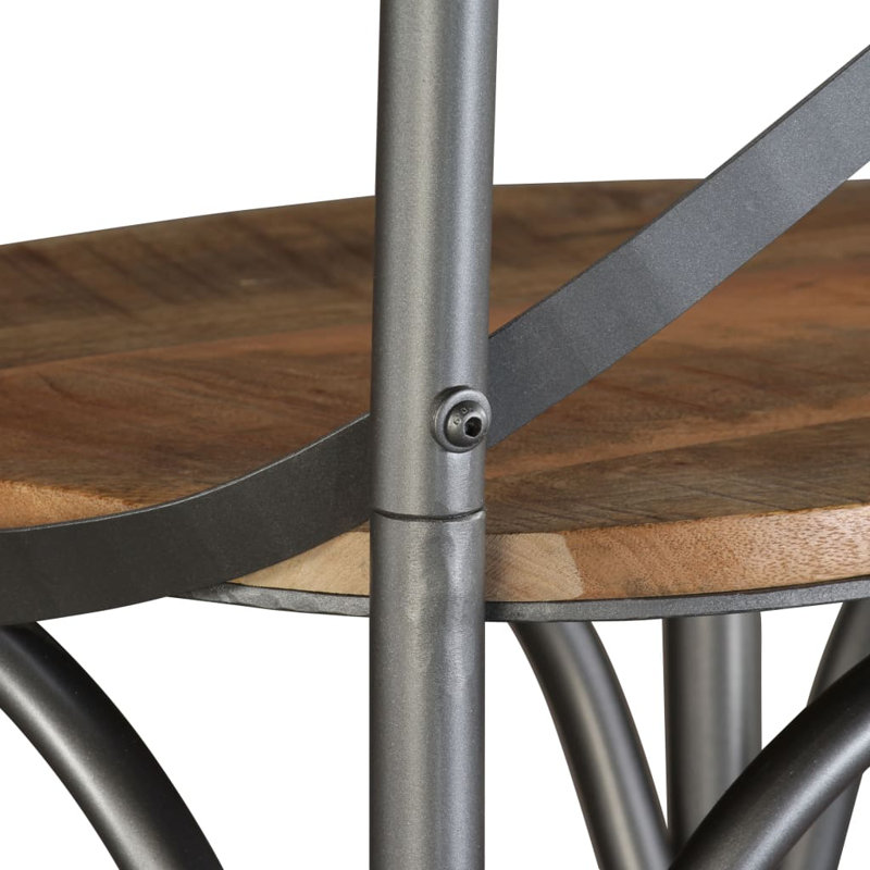 Rustic Industrial Mango Wood and Steel Bar Stool with Cross Back