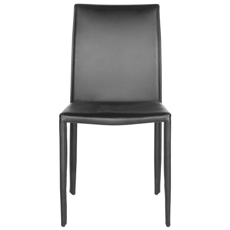 Karna Black Leather Upholstered Dining Side Chair Set