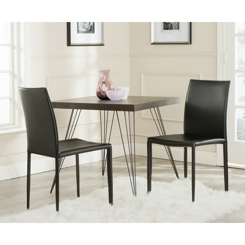 Karna Black Leather Upholstered Dining Side Chair Set