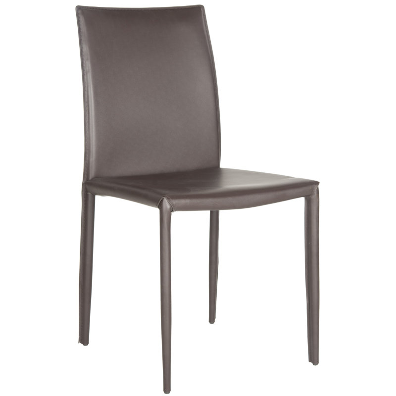Brown Leather Upholstered Parsons Dining Side Chair Set