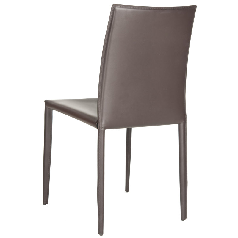 Brown Leather Upholstered Parsons Dining Side Chair Set