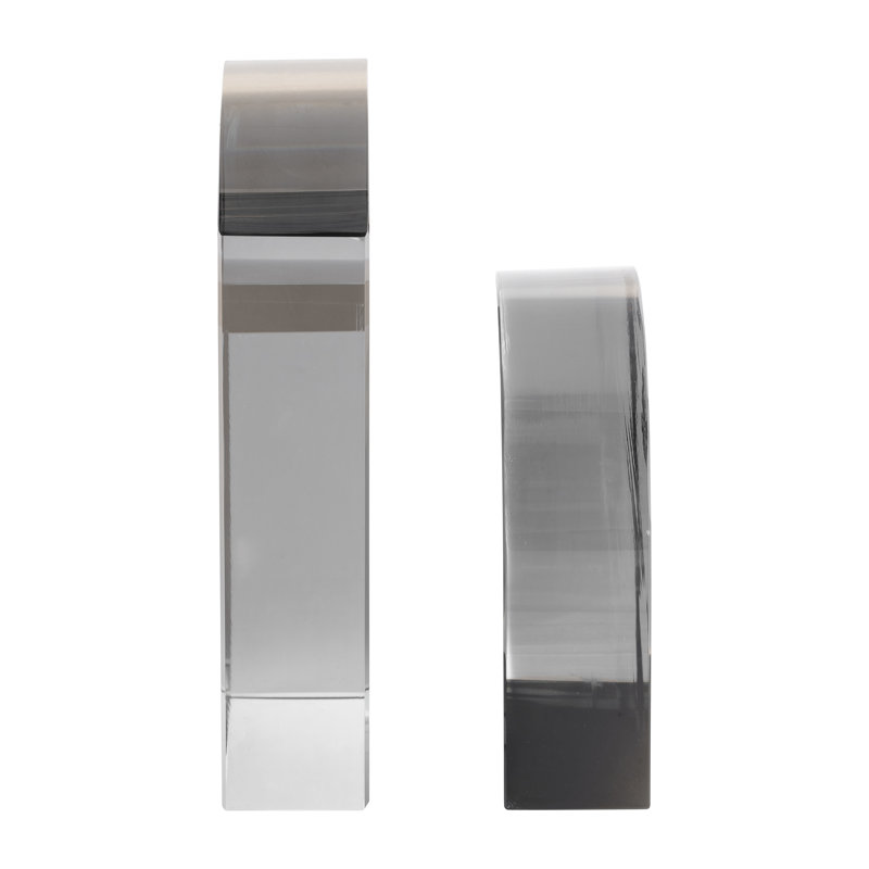 Gray Glass Sculptural Abstract Bookends, Set of 2