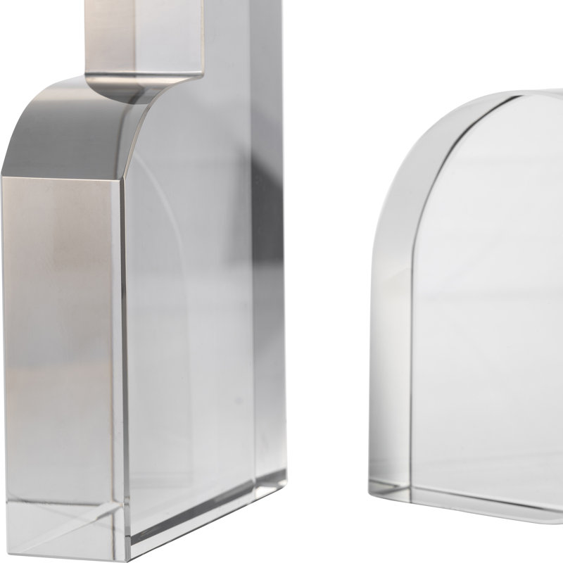Gray Glass Sculptural Abstract Bookends, Set of 2
