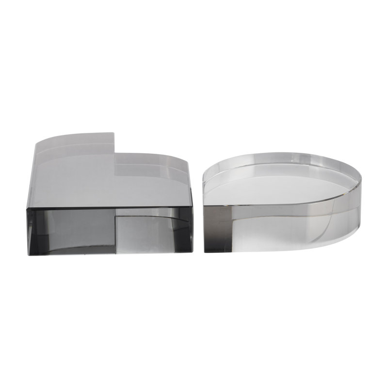 Gray Glass Sculptural Abstract Bookends, Set of 2
