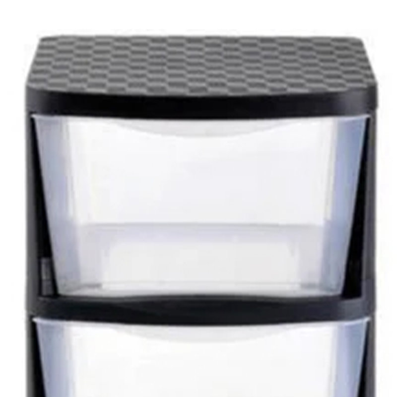 Clear Plastic 4-Drawer Storage Tower with Black Frame
