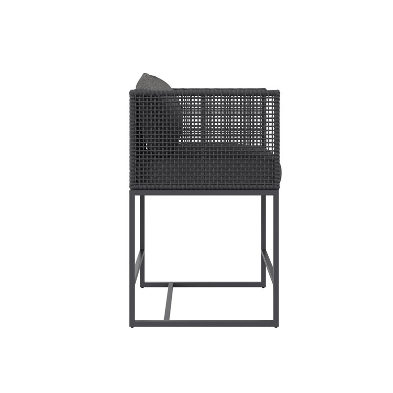 Dark Grey Aluminum Outdoor Counter Stool with Performance Fabric