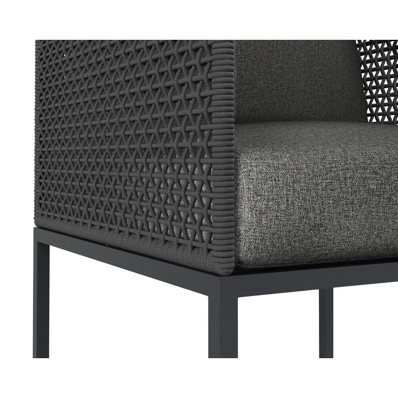 Dark Grey Aluminum Outdoor Counter Stool with Performance Fabric