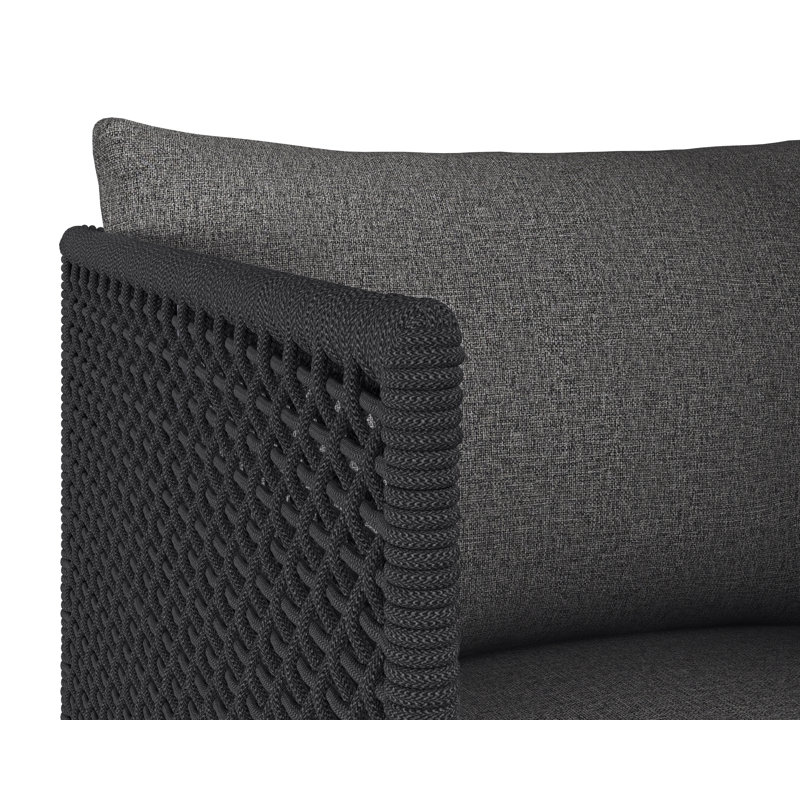 Dark Grey Aluminum Outdoor Counter Stool with Performance Fabric