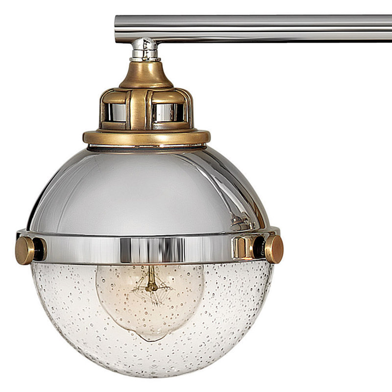 Polished Nickel and Brass 4-Light Vanity Light with Clear Glass
