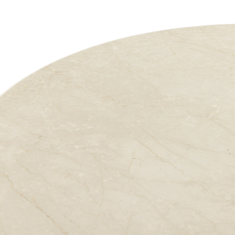 Cream Marble and Iron Round Pedestal Dining Table