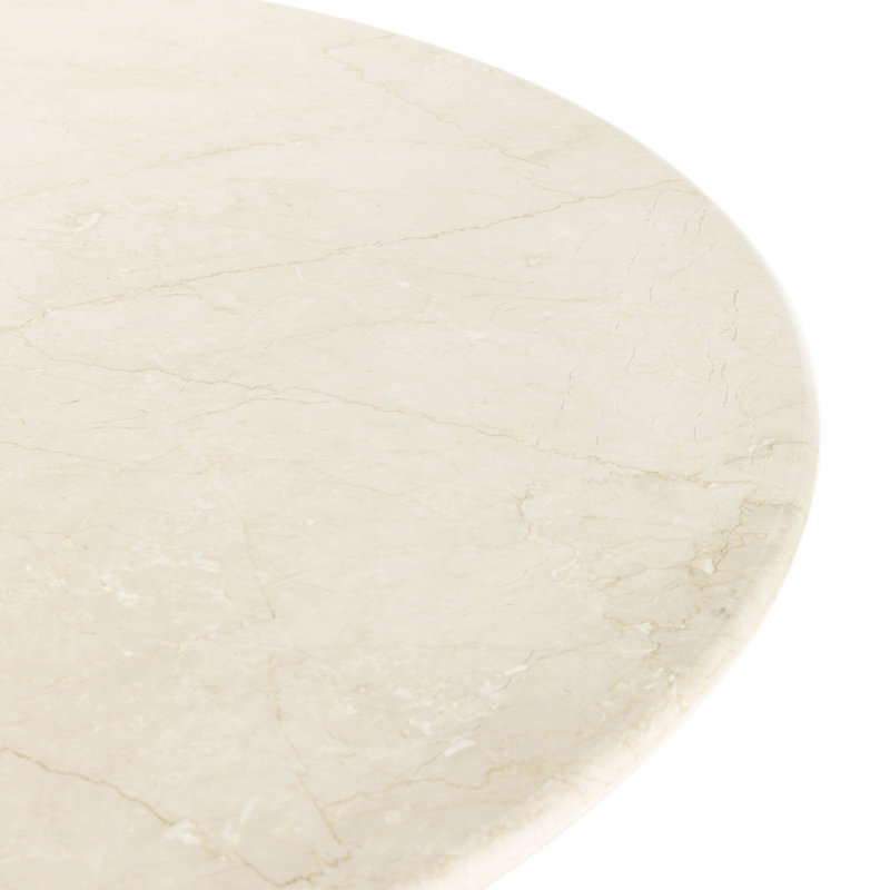 Cream Marble and Iron Round Pedestal Dining Table