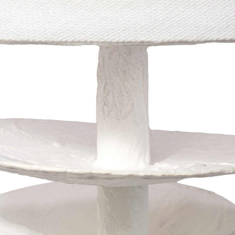 White Textured Cement Sconce with Linen Shade