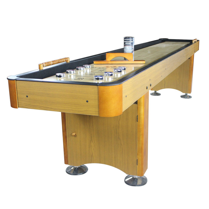 Honey Oak 14' Shuffleboard Table with Metal Leg Levelers