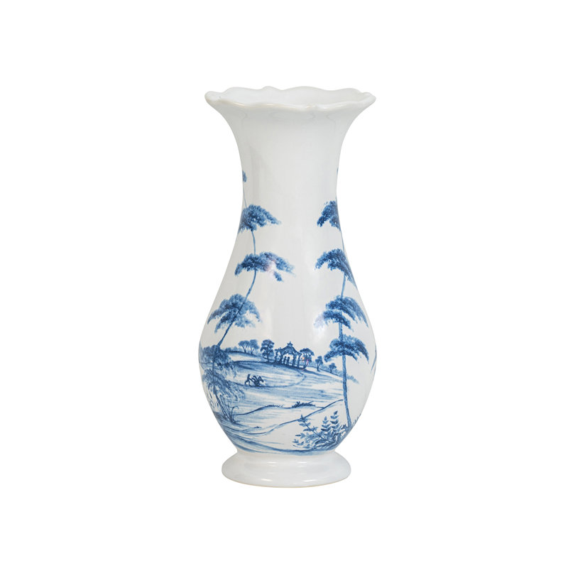 Handmade Blue and White Ceramic Scallop Table Vase